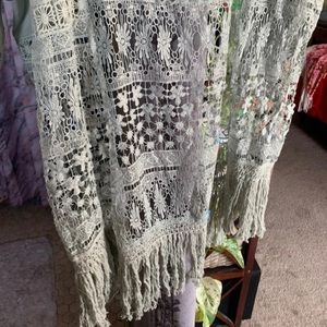 Woven shawl ,cover up, light teal